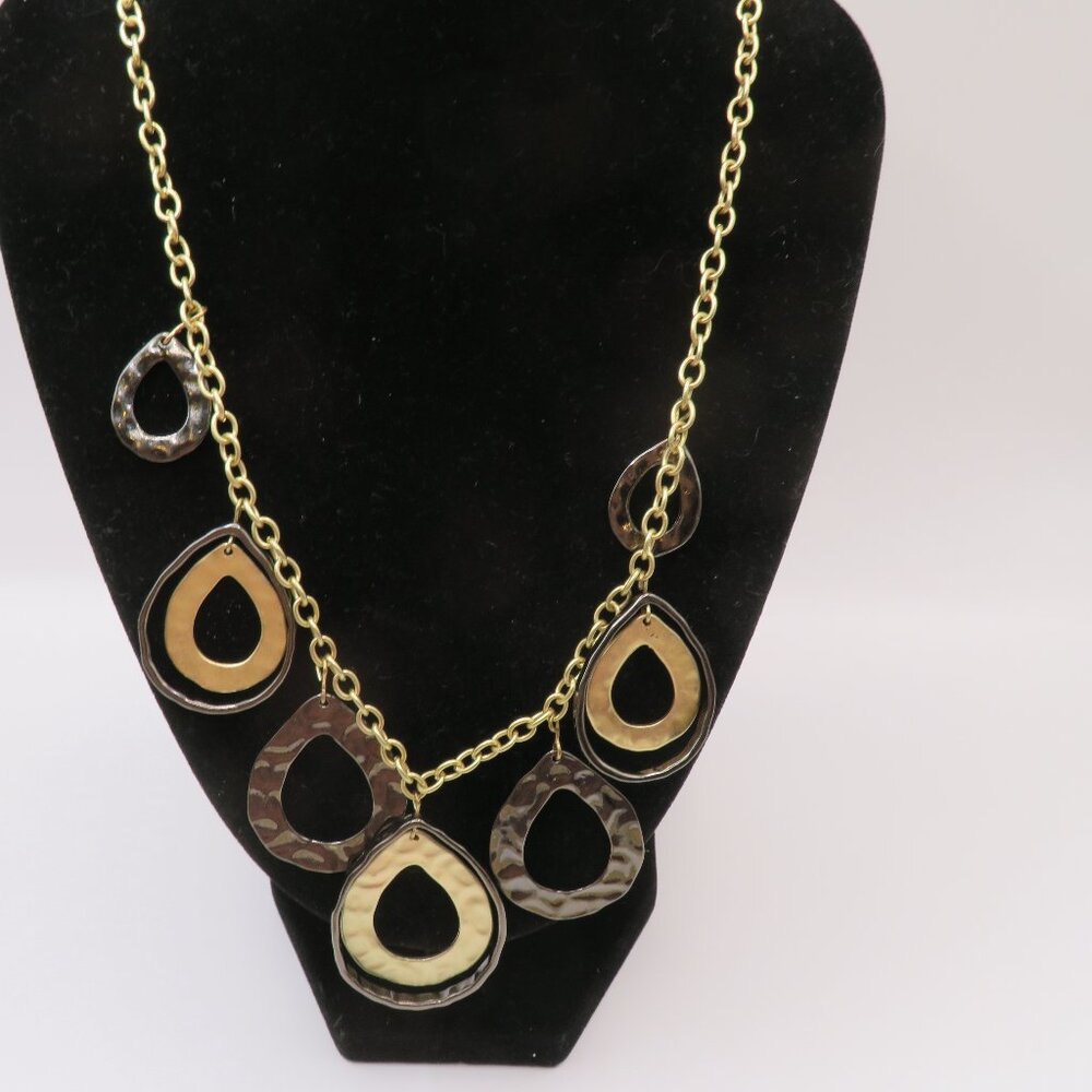 Copper Brown Tone Tear Drop Pendant Necklace